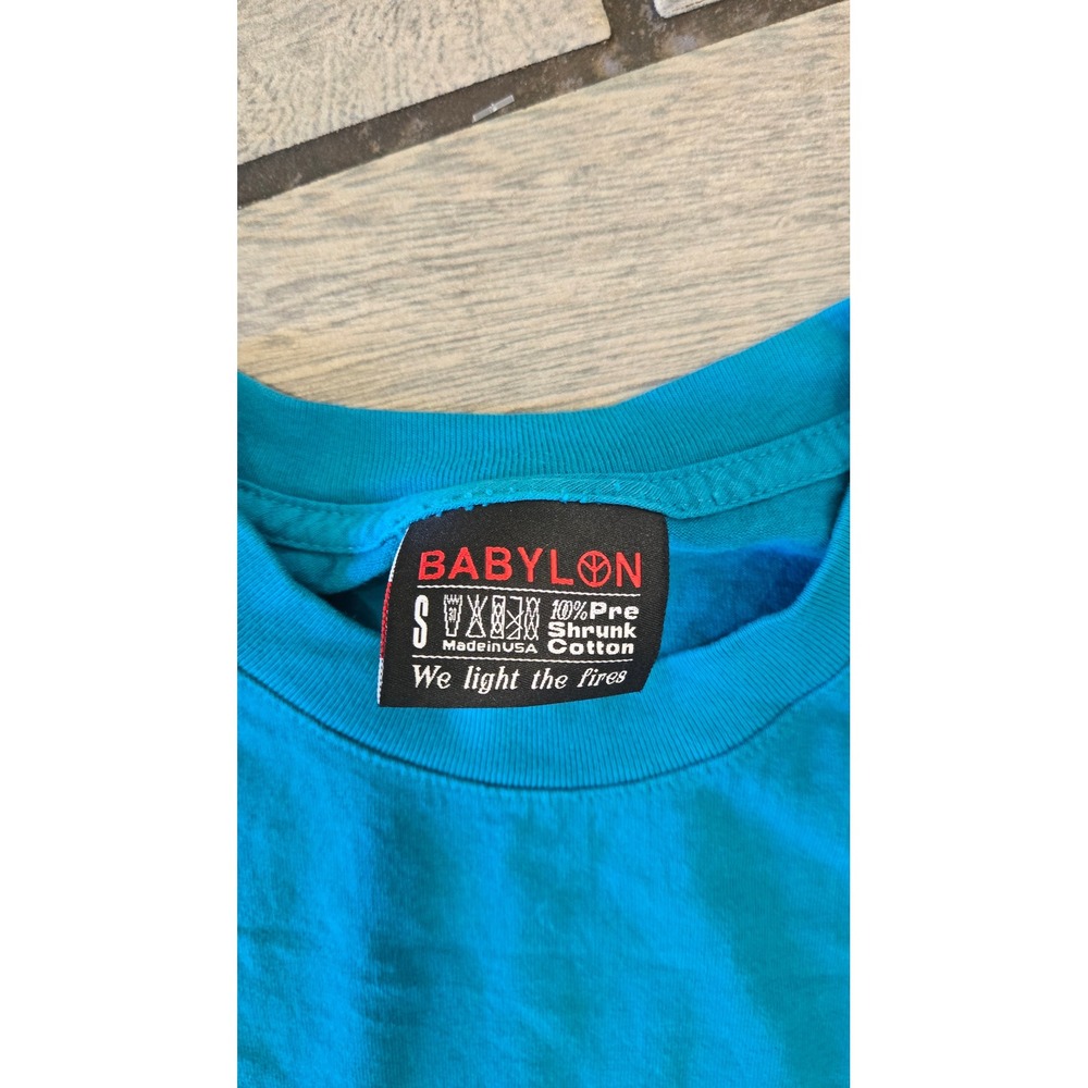 Babylon LA T Shirt Mens Small Turquoise Blue Short Sleeve Cotton Made in USA - Picture 2 of 4